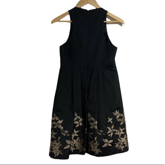 Tibi floral dress lined black metallic floral detail v neck pleated cocktail 4 - Picture 2 of 7